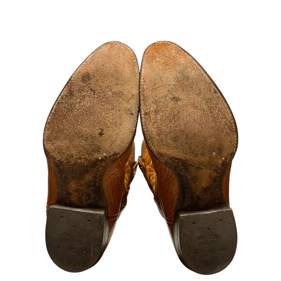 Handmade in Mexico Size 10.5 Western Cowboy Boots Tan Leather - Picture 7 of 10